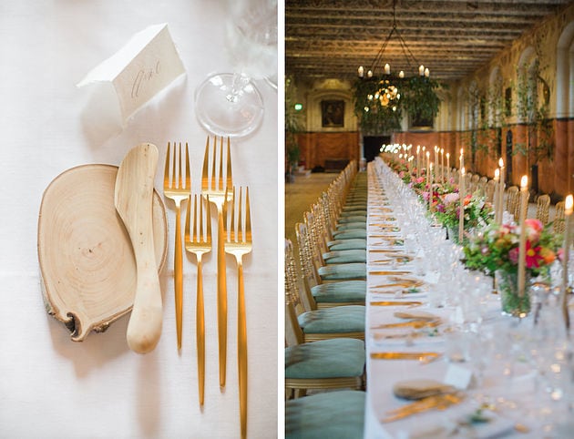 Borddækning til et slotsbryllup